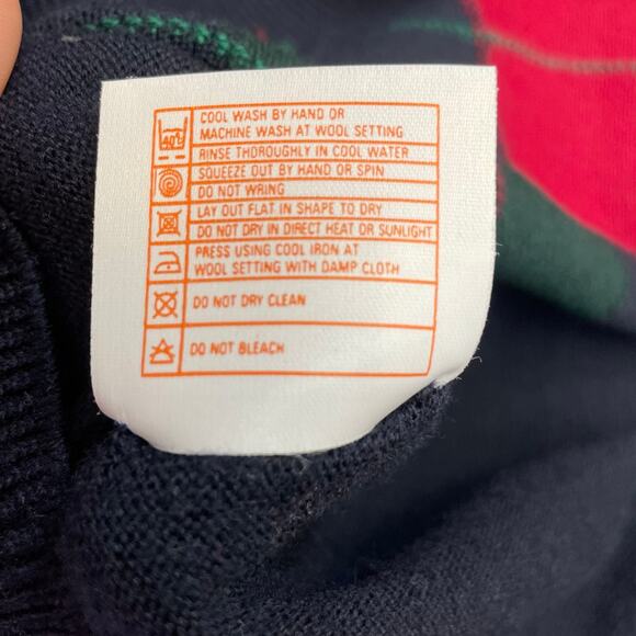 Argyle Print V-neck Men's Sweater Made in Scotland 100% Lambswool size XL Preppy - Picture 7 of 10